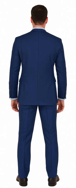 Vitali Brand Suits - Men's Royal Blue Modern Sheen Sharkskin Design Suits