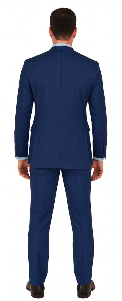 Vitali Brand Suits - Men's Royal Blue Modern Sheen Sharkskin Design Suits