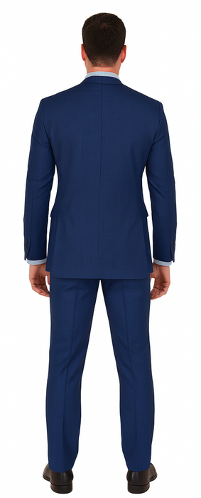 Men's Royal Blue Modern Sheen Sharkskin Design Suits
