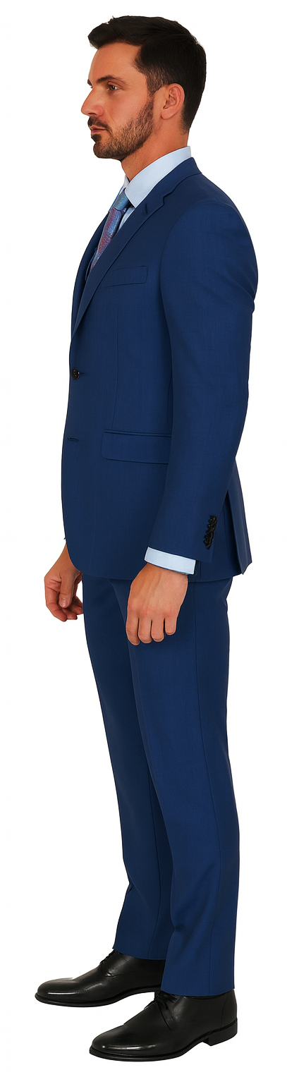 Vitali Brand Suits - Men's Royal Blue Modern Sheen Sharkskin Design Suits