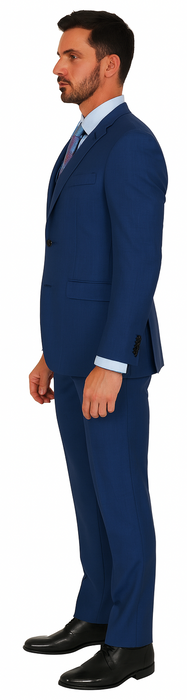 Men's Royal Blue Modern Sheen Sharkskin Design Suits