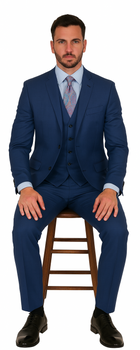 Vitali Brand Suits - Men's Royal Blue Modern Sheen Sharkskin Design Suits