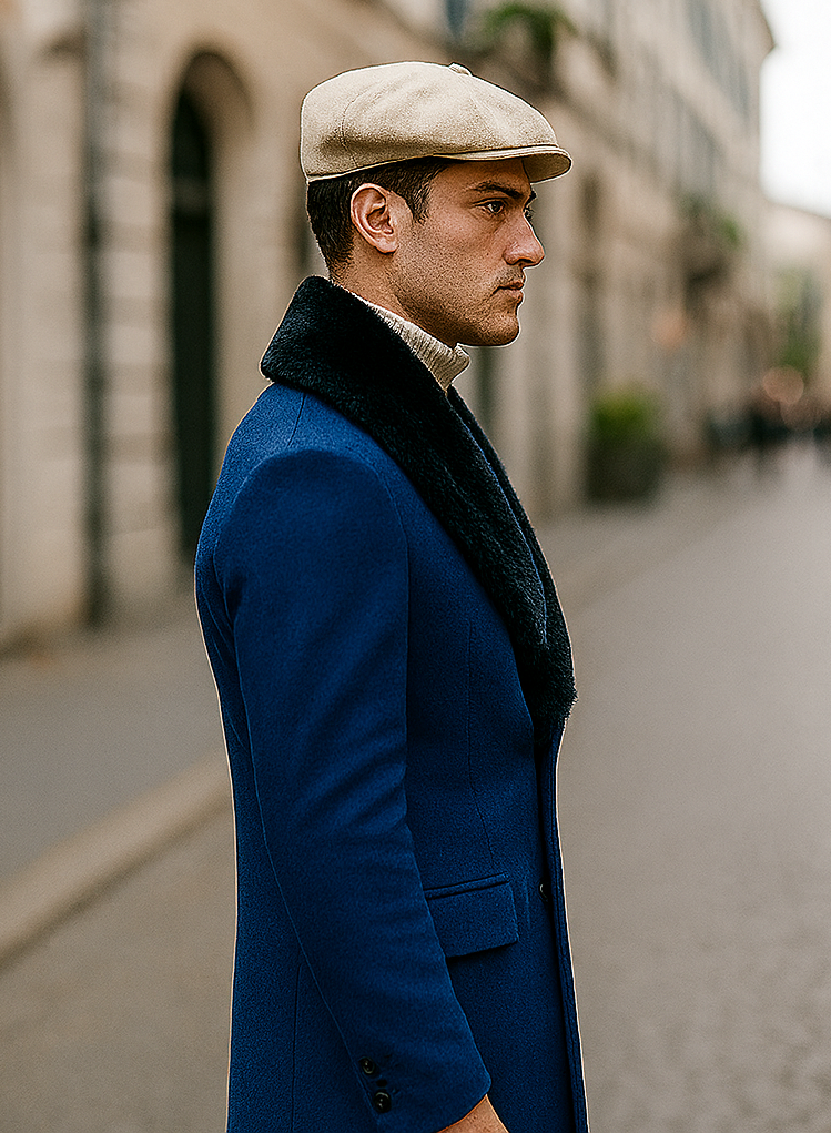 Mens Royal Blue Overcoat – Stylish Blue Carcoat & Topcoat for Winter Elegance