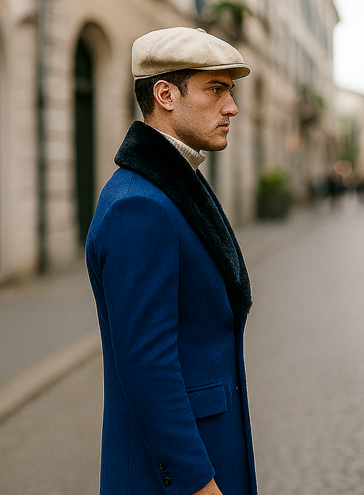 Mens Royal Blue Overcoat – Stylish Blue Carcoat & Topcoat for Winter Elegance
