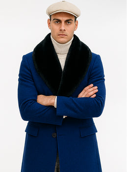 Mens Royal Blue Overcoat – Stylish Blue Carcoat & Topcoat for Winter Elegance