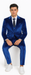 Tazzio Men’s Royal Blue Velvet Suit – Slim Fit 2-Piece Peak Lapel Formalwear