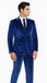 Tazzio Men’s Royal Blue Velvet Suit – Slim Fit 2-Piece Peak Lapel Formalwear