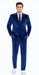 Tazzio Men’s Royal Blue Velvet Suit – Slim Fit 2-Piece Peak Lapel Formalwear