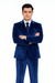 Tazzio Men’s Royal Blue Velvet Suit – Slim Fit 2-Piece Peak Lapel Formalwear