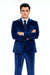 Tazzio Men’s Royal Blue Velvet Suit – Slim Fit 2-Piece Peak Lapel Formalwear