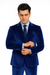 Tazzio Men’s Royal Blue Velvet Suit – Slim Fit 2-Piece Peak Lapel Formalwear