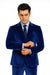 Tazzio Men’s Royal Blue Velvet Suit – Slim Fit 2-Piece Peak Lapel Formalwear