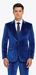 Tazzio Men’s Royal Blue Velvet Suit – Slim Fit 2-Piece Peak Lapel Formalwear