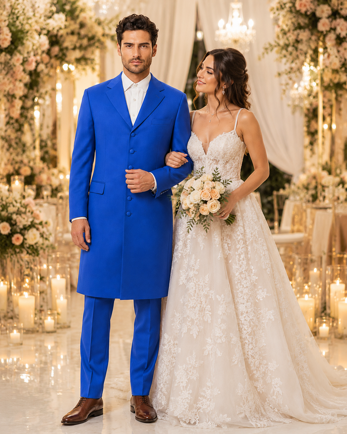 Men's Royal  Seven Button Zoot Dress Zoo t Suit - Pimp Suit - Zuit Suit for Men