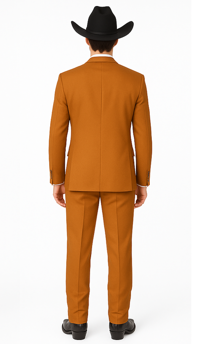 Men's Rust Classic Fit 2 Button Two-Piece Side Vents Cheap Priced Business Suits Clearance Sale - Image 2