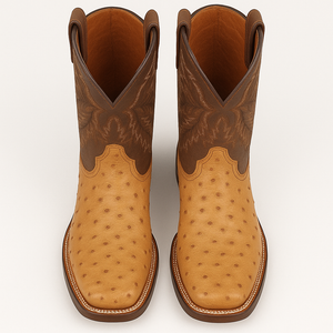 Dan Post Men's Alamosa Full Quill Ostrich Square Toe Boots - Sand - Image 2