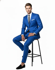 Men'S Saphire~Royal ~ Indigo ~ Bright Blue~ Cobalt New Blue 2 Button Dress Suits For Men - Image 4