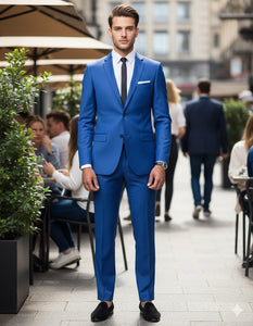 Men'S Saphire~Royal ~ Indigo ~ Bright Blue~ Cobalt New Blue 2 Button Dress Suits For Men - Image 5