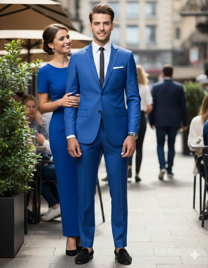 Men'S Saphire~Royal ~ Indigo ~ Bright Blue~ Cobalt New Blue 2 Button Dress Suits For Men - Image 6