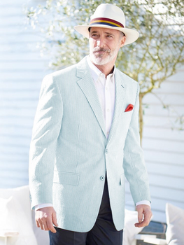 Mens Seersucker Blazer in Color "Color" - Summer Fabric Casual look Sportcoat Jacket 2 Button Notch Lapel
