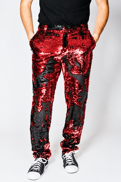 Mens Sequin Pants - Red Dress Party Pants