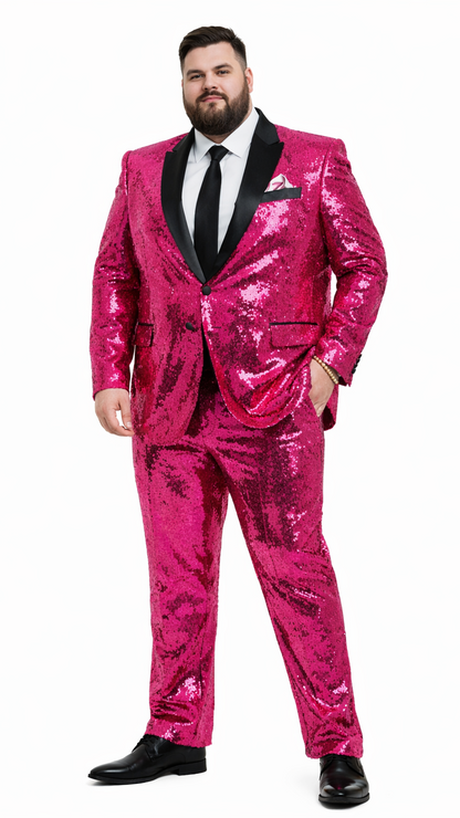 Mens Sequin Suit - Sparkly Suit - Pink Fabric Glitter Suit