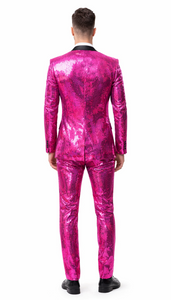 Mens Sequin Suit - Sparkly Suit - Pink Fabric Glitter Suit