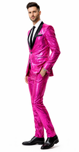 Mens Sequin Suit - Sparkly Suit - Pink Fabric Glitter Suit