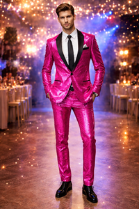 Mens Sequin Suit - Sparkly Suit - Pink Fabric Glitter Suit