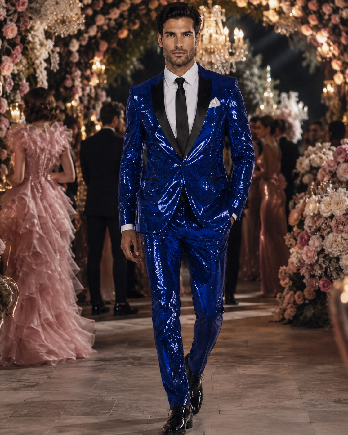 Mens Sequin Suit - Sparkly Suit - Pink Fabric Glitter Suit