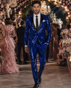 Mens Sequin Suit - Sparkly Suit - Pink Fabric Glitter Suit