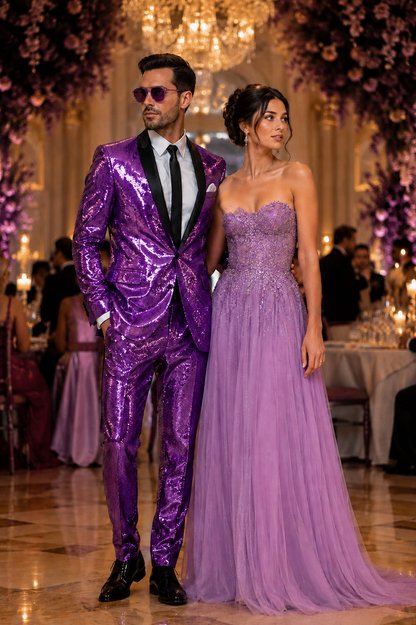 Mens Sequin Suit - Sparkly Suit - Pink Fabric Glitter Suit