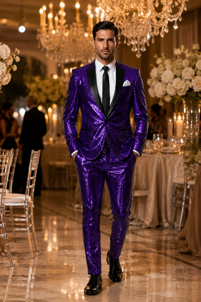 Mens Sequin Suit - Sparkly Suit - Pink Fabric Glitter Suit
