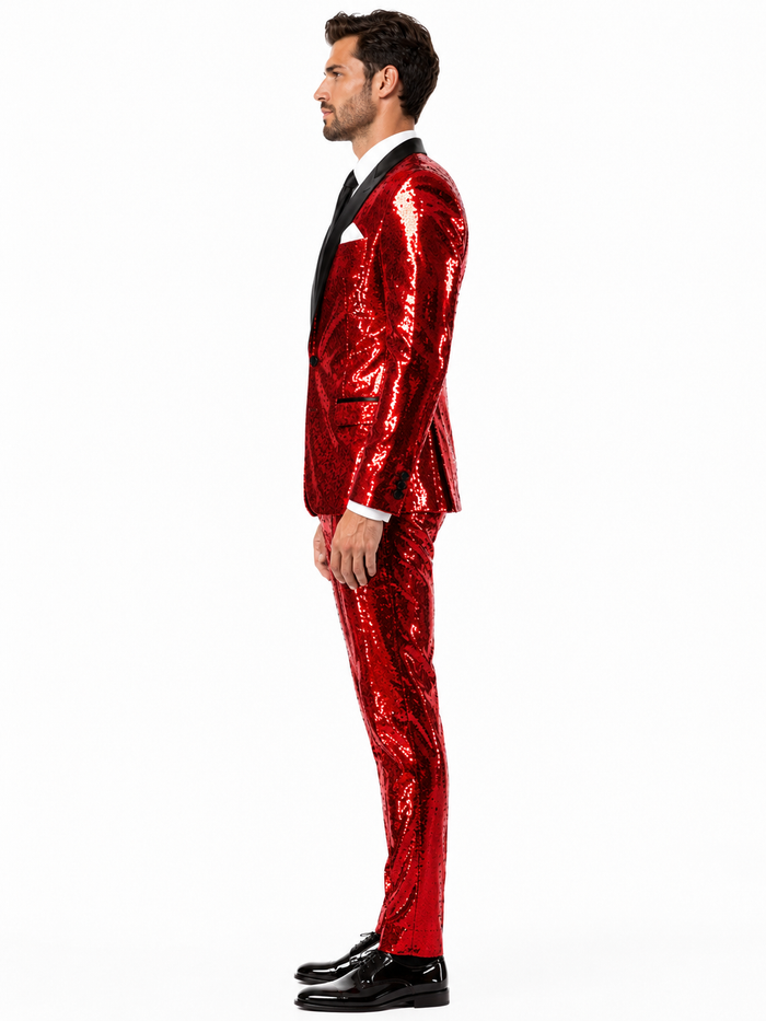 Mens Sequin Suit - Sparkly Suit - Pink Fabric Glitter Suit