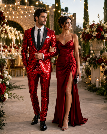 Mens Sequin Suit - Sparkly Suit - Pink Fabric Glitter Suit