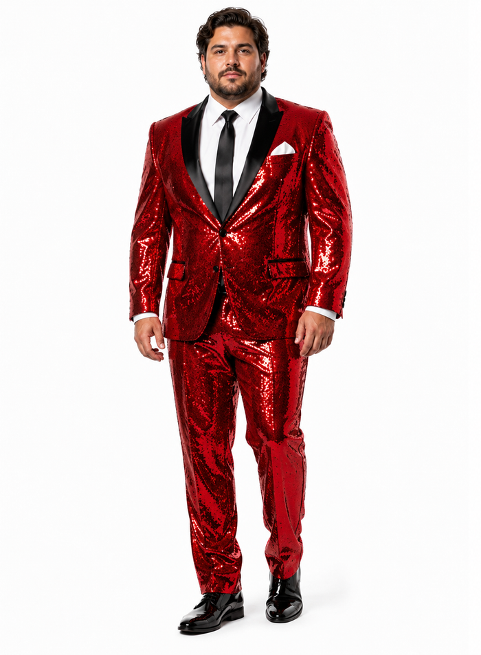 Mens Sequin Suit - Sparkly Suit - Pink Fabric Glitter Suit