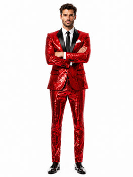 Mens Sequin Suit - Sparkly Suit - Pink Fabric Glitter Suit