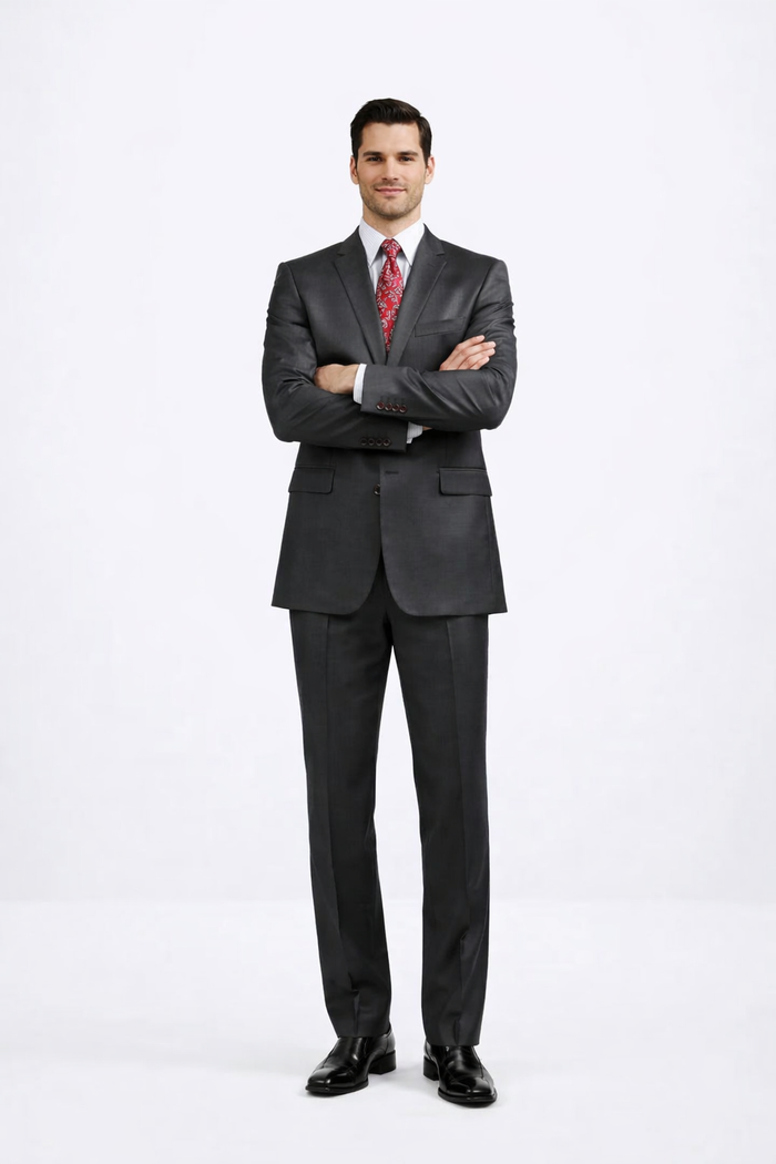 Mens Sharkskin Suits Two Button Suit New Edition Shiny Flashy Sharkskin Black