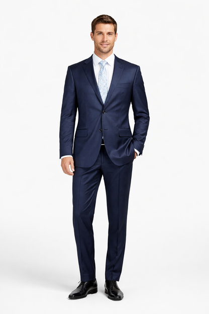 Mens Sharkskin Suits Two Button Suit New Edition Shiny Flashy Sharkskin Dark Navy Blue Suit For Men