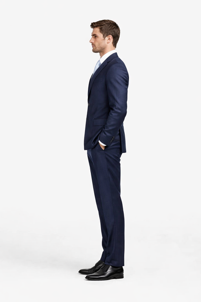 Mens Sharkskin Suits Two Button Suit New Edition Shiny Flashy Sharkskin Dark Navy Blue Suit For Men