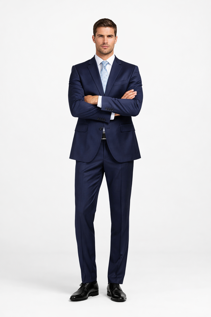 Mens Sharkskin Suits Two Button Suit New Edition Shiny Flashy Sharkskin Dark Navy Blue Suit For Men