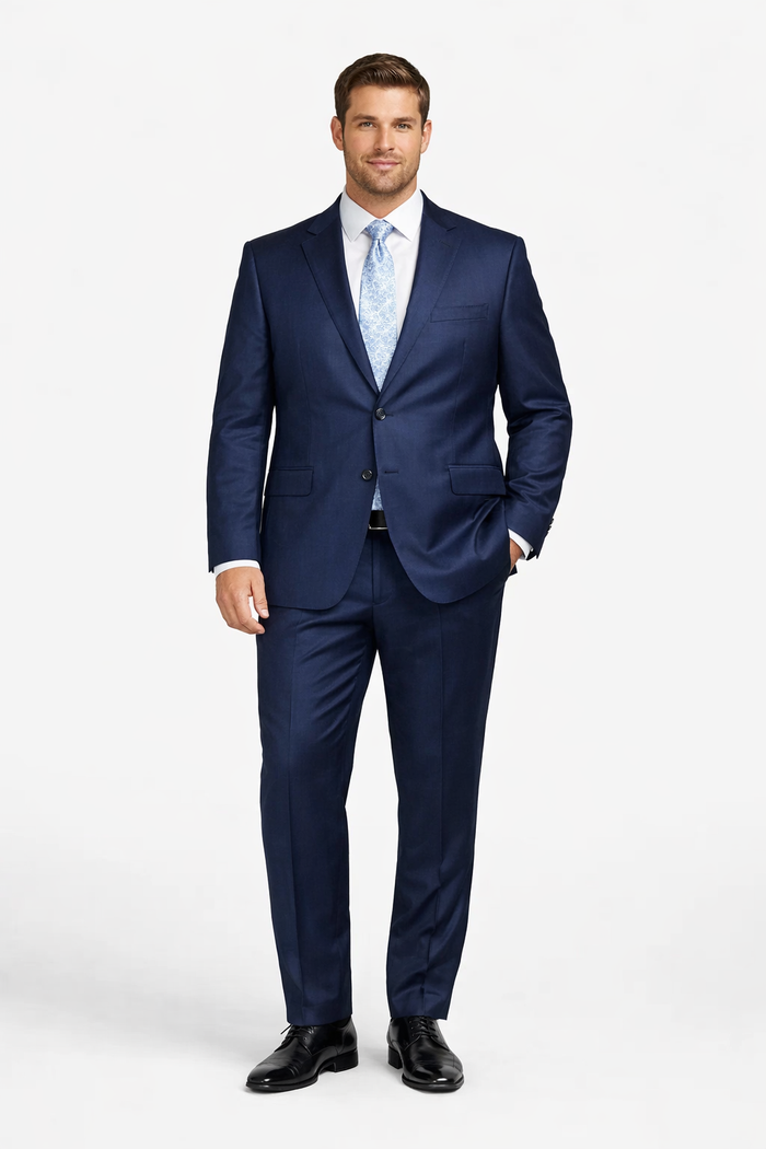 Mens Sharkskin Suits Two Button Suit New Edition Shiny Flashy Sharkskin Dark Navy Blue Suit For Men