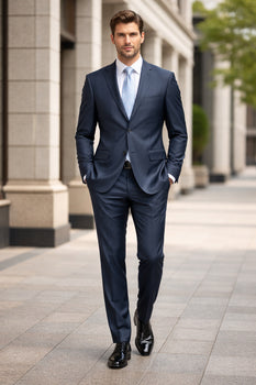Mens Sharkskin Suits Two Button Suit New Edition Shiny Flashy Sharkskin Dark Navy Blue Suit For Men