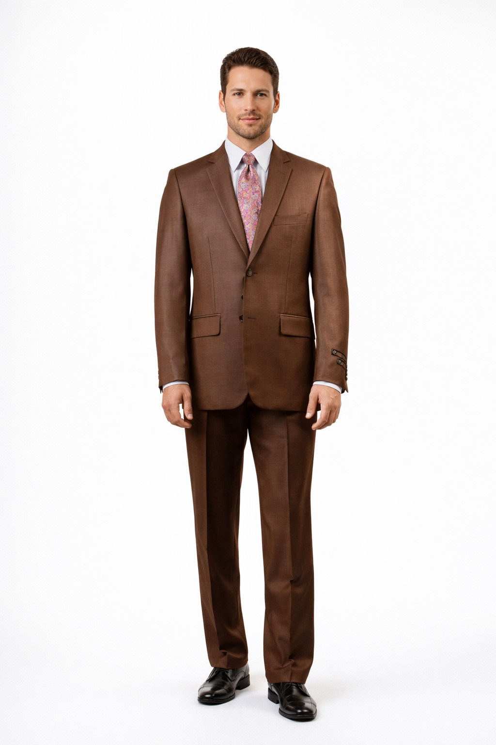 Mens Sharkskin Suits Two Button Suit New Edition Shiny Flashy Sharkskin Rust