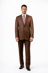 Mens Sharkskin Suits Two Button Suit New Edition Shiny Flashy Sharkskin Rust