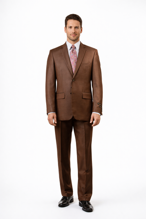 Mens Sharkskin Suits Two Button Suit New Edition Shiny Flashy Sharkskin Rust