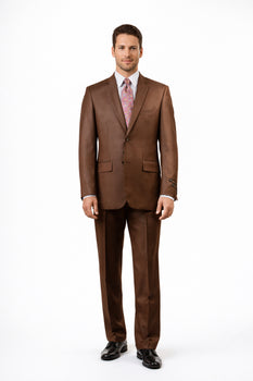 Mens Sharkskin Suits Two Button Suit New Edition Shiny Flashy Sharkskin Rust