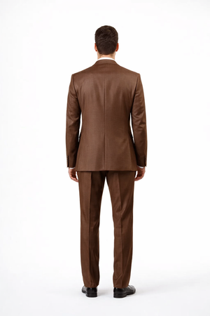 Mens Sharkskin Suits Two Button Suit New Edition Shiny Flashy Sharkskin Rust