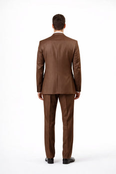 Mens Sharkskin Suits Two Button Suit New Edition Shiny Flashy Sharkskin Rust