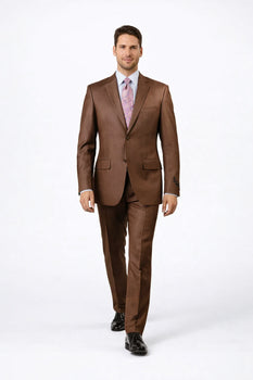 Mens Sharkskin Suits Two Button Suit New Edition Shiny Flashy Sharkskin Rust